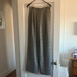 Babaton Aritizia High-Waisted Wide-Leg Plaid Pants